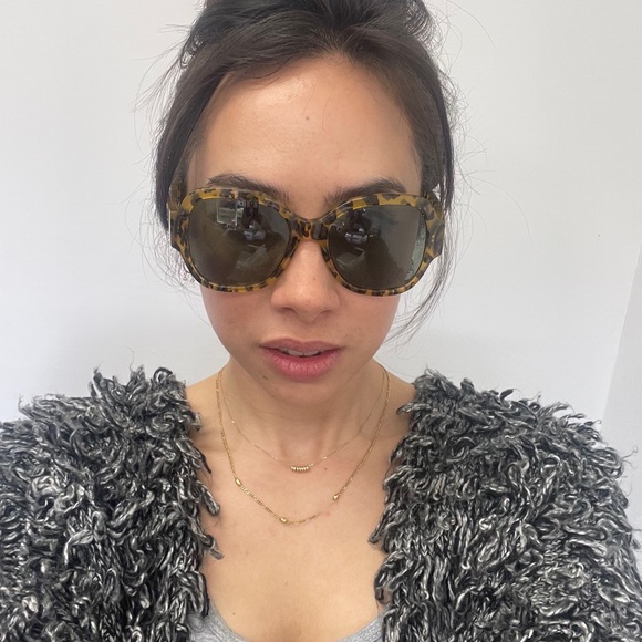 Saint Laurent Brown & Black Cheetah Tortoise Plastic Square Frame Sunglasses - Picture 9 of 13